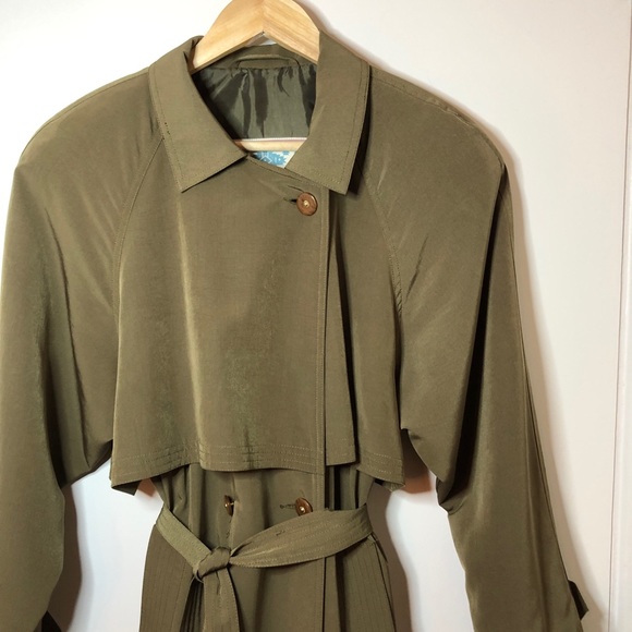 Vintage Jackets & Blazers - Vintage Green Long Trench Coat